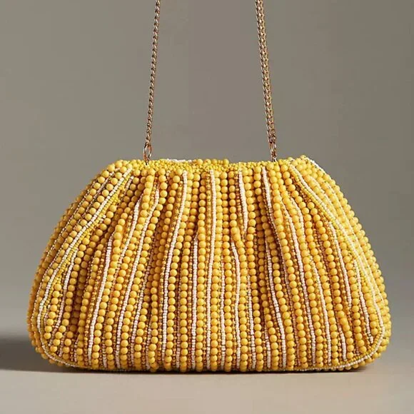 Anthropologie Beaded Lemon Clutch Style No. 94673704